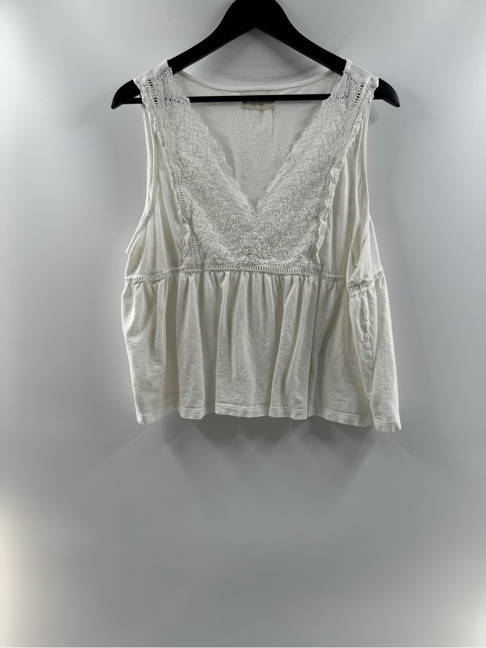 Lucky Brand White Lace V-Neck Babydoll Tank Top Women's XL